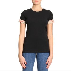 Burberry Brit black t-shirt with plaid logo cuffs